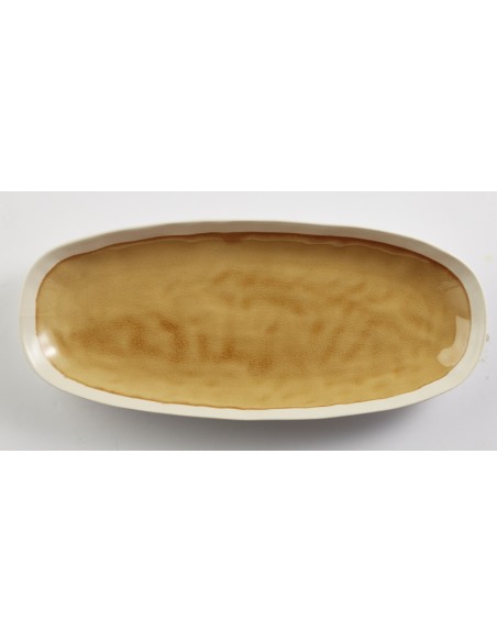 Fuente ovalada amarilla de gres esmaltado 30