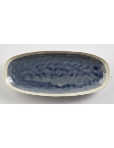Plato ovalado azul gres esmaltado 30