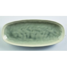 Plato oval gris gres esmaltado 30