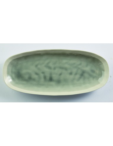 Plato oval gris gres esmaltado 30