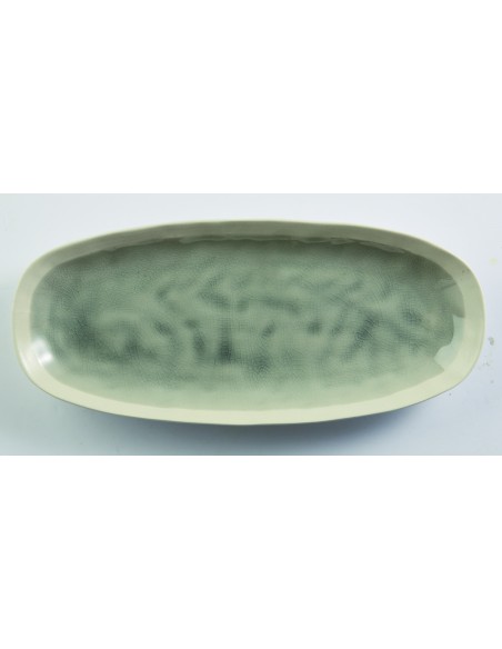 Plato oval gris gres esmaltado 30