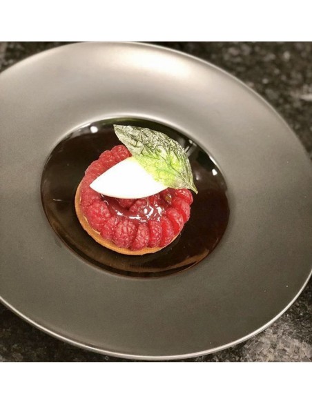 Plato llano redondo negro gres esmaltado Ø 28 cm Chic & Mat Pro.mundi