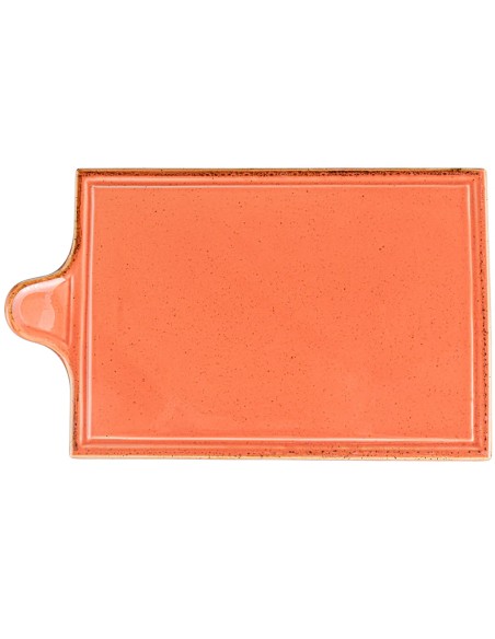 Bandeja Rectangular Con Asa Porcelana Naranja 35 Cm Seasons Porland