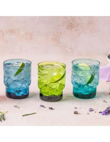 Vaso forma baja azul vidrio 22 cl Artic Pro.mundi