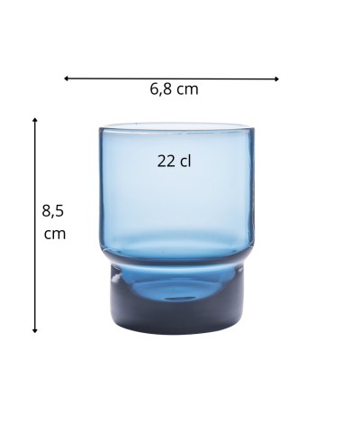 Vaso forma baja azul vidrio 22 cl Artic Pro.mundi