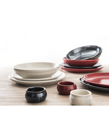 Plato para pizza redondo rojo gres esmaltado Ø 33 cm Gres Couleur Pro.mundi