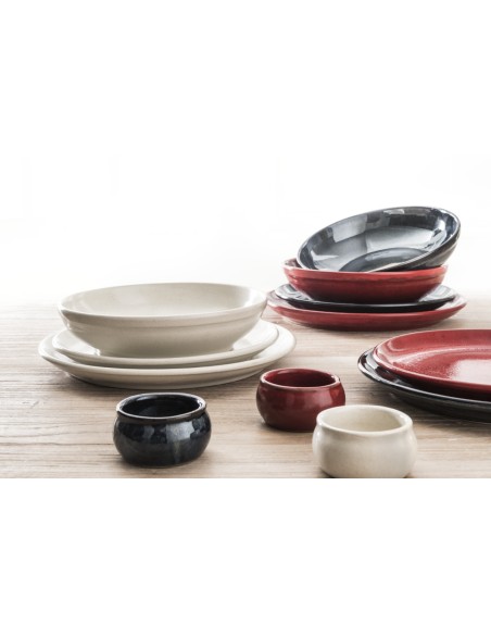 Plato para pizza redondo rojo gres esmaltado Ø 33 cm Gres Couleur Pro.mundi