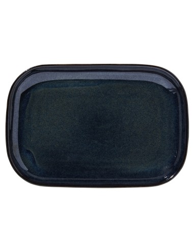 Plato para steak rectangular azul gres esmaltado 34