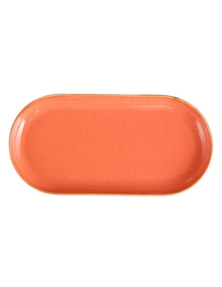 Bandeja Oval Porcelana Naranja 30 Cm Seasons Porland