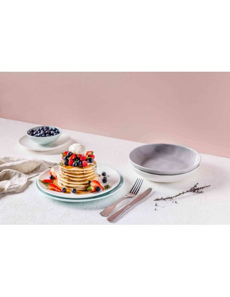 Plato coupé llano redondo blanco gres esmaltado Ø 25,5 cm Linen Pro.mundi