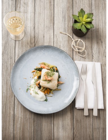 Plato llano redondo azul gres esmaltado Ø 28 cm Sky Pro.mundi