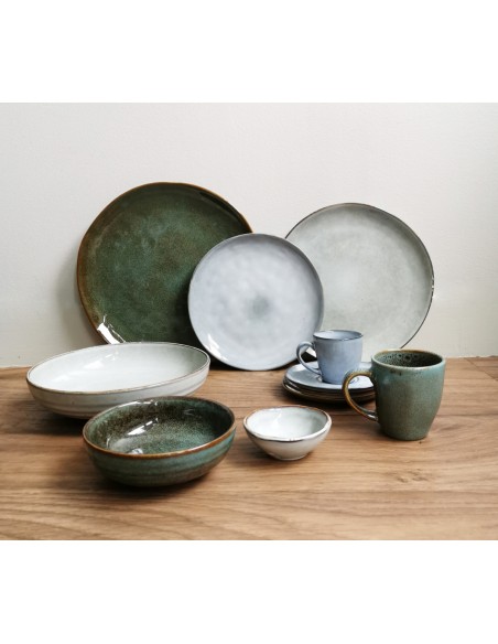 Plato llano redondo azul gres esmaltado Ø 28 cm Sky Pro.mundi