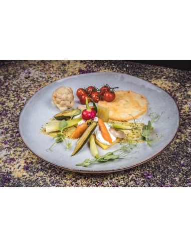 Plato llano redondo azul gres esmaltado Ø 28 cm Sky Pro.mundi