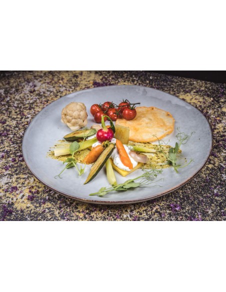 Plato llano redondo azul gres esmaltado Ø 28 cm Sky Pro.mundi