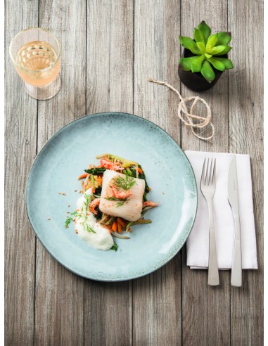 Plato llano redondo azul de gres esmaltado Ø 20 cm Sky Pro.mundi