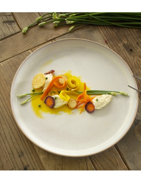 Plato llano redondo Beige rosado gres esmaltado Ø 27 cm Pearl Pro.mundi