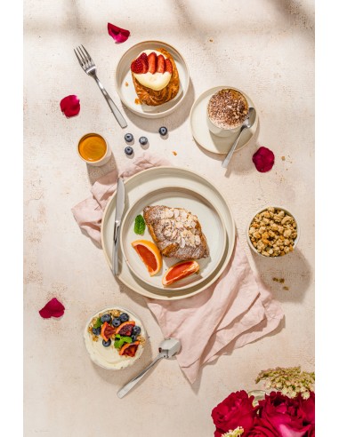 Plato llano redondo Beige rosado gres esmaltado Ø 27 cm Pearl Pro.mundi