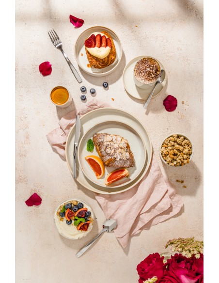 Plato llano redondo Beige rosado gres esmaltado Ø 27 cm Pearl Pro.mundi