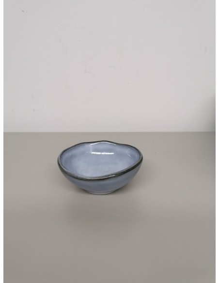 Cuenco orgánico redondo azul gres esmaltado Ø 8