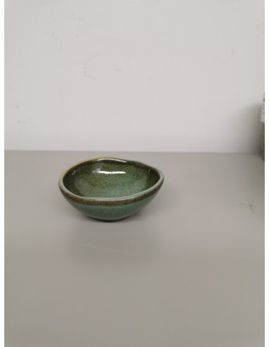 Cuenco orgánico redondo verde gres esmaltado Ø 8
