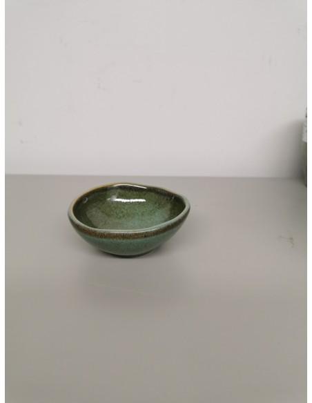 Cuenco orgánico redondo verde gres esmaltado Ø 8