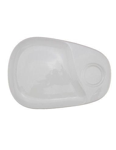 Platillo para café gourmand oval marfil porcelana 23 cm Pro.mundi