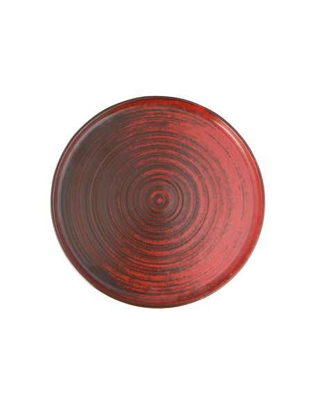Plato Borde Nórdico Redondo Porcelana Rojo 30 Cm Lykke Porland
