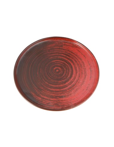 Plato Borde Nórdico Redondo Porcelana Rojo 30 Cm Lykke Porland
