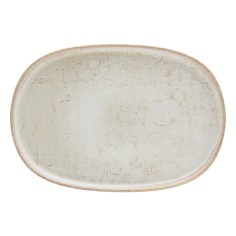 Plato oval beige gres esmaltado 33x22