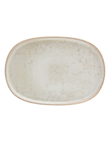 Plato oval beige gres esmaltado 33x22