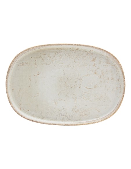 Plato oval beige gres esmaltado 33x22