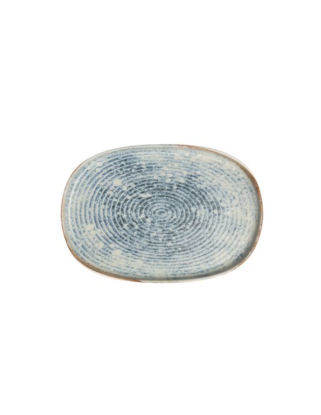 Plato oval azul gres esmaltado 33x22