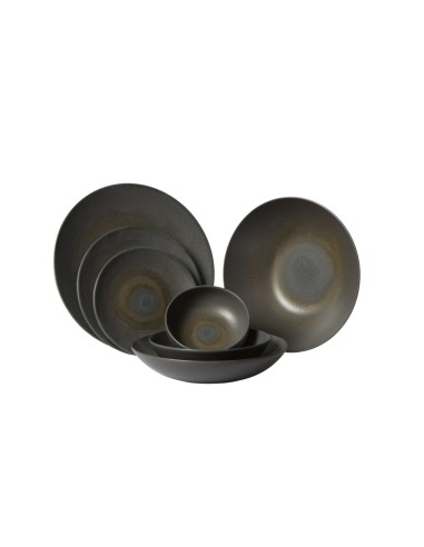 Plato coupe hondo redondo gris marrón gres esmaltado Ø 22 cm Enigma Accolade