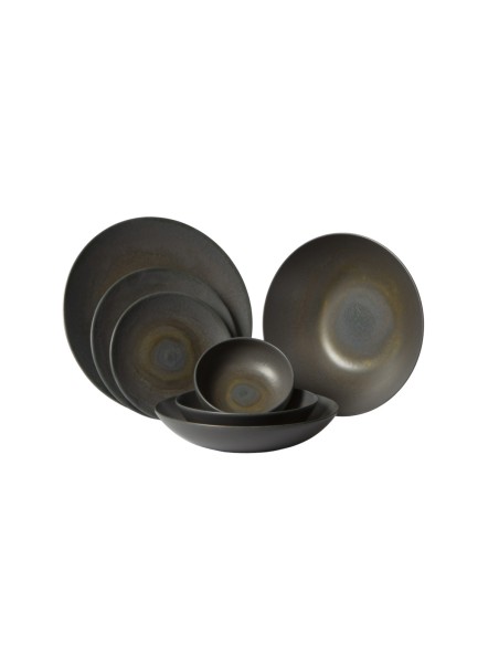 Plato coupe hondo redondo gris marrón gres esmaltado Ø 22 cm Enigma Accolade