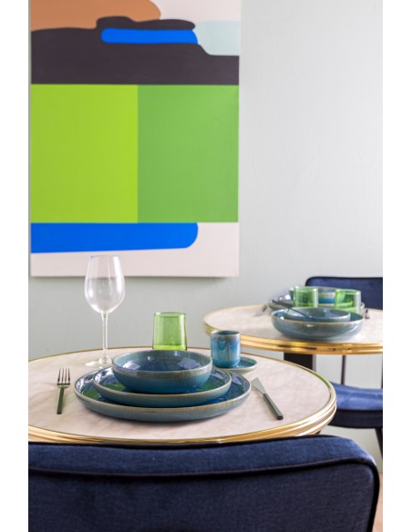 Plato hondo redondo azul gres esmaltado Ø 22 cm Magic Accolade