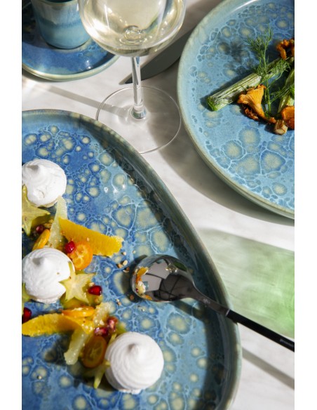 Plato llano redondo azul de gres esmaltado Ø 17 cm Magic Accolade