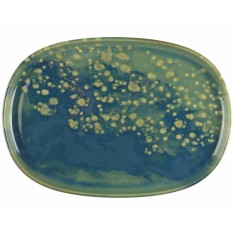 Plato oval azul gres esmaltado 33x22