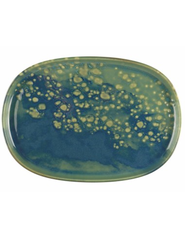 Plato oval azul gres esmaltado 33x22