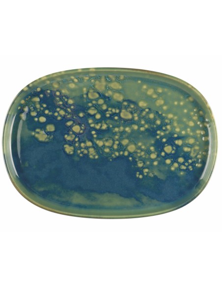 Plato oval azul gres esmaltado 33x22