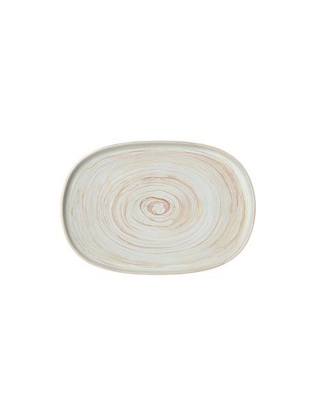 Plato oval beige gres esmaltado 33x22