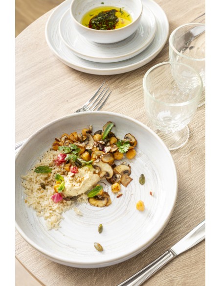 Plato llano redondo beige de gres esmaltado Ø 17 cm Aurora Accolade