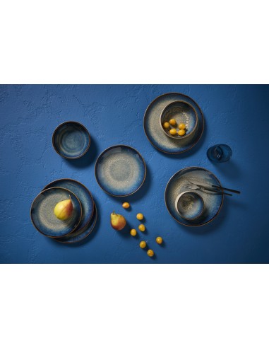 Plato llano redondo azul oscuro porcelana Ø 21 cm Seablue Accolade