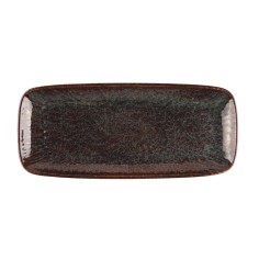 Plato rectangular Marrón Azul gres esmaltado 28 cm Amber Accolade