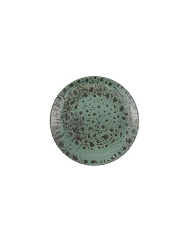 Plato Llano Redondo Porcelana Verde Oscuro 25 Cm Moire Porland