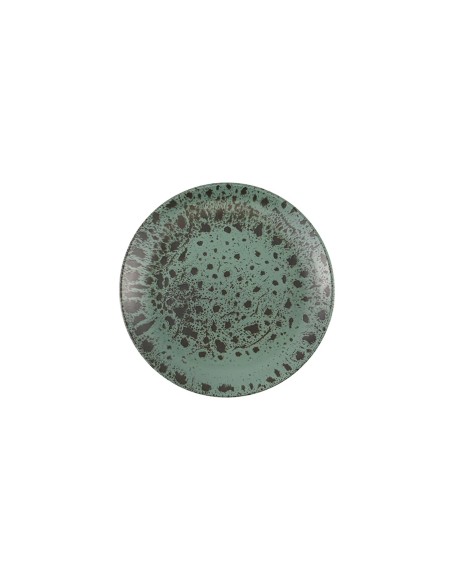 Plato Llano Redondo Porcelana Verde Oscuro 25 Cm Moire Porland