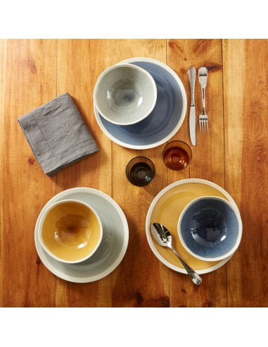 Plato llano redondo azul gres esmaltado Ø 22 cm Winter Pro.mundi