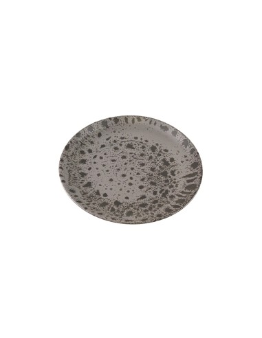 Plato Llano Redondo Porcelana Gris Oscuro 25 Cm Moire Porland