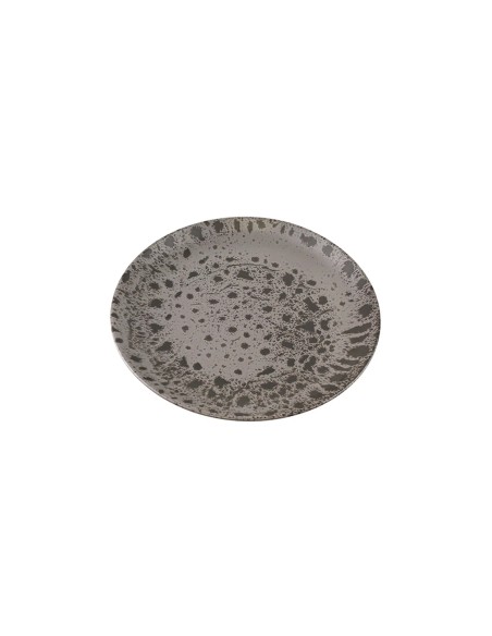 Plato Llano Redondo Porcelana Gris Oscuro 25 Cm Moire Porland