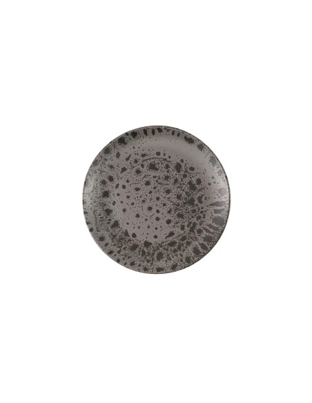Plato Llano Redondo Porcelana Gris Oscuro 25 Cm Moire Porland