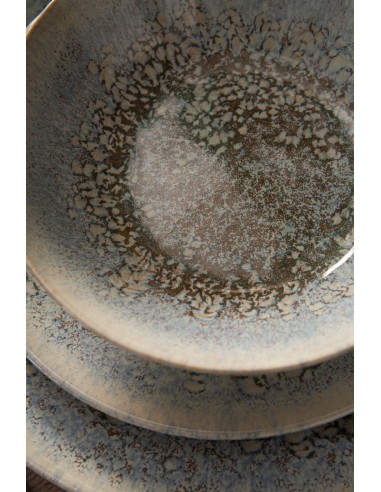 Plato de borde recto redondo gris gres esmaltado Ø 22 cm Tropic Accolade